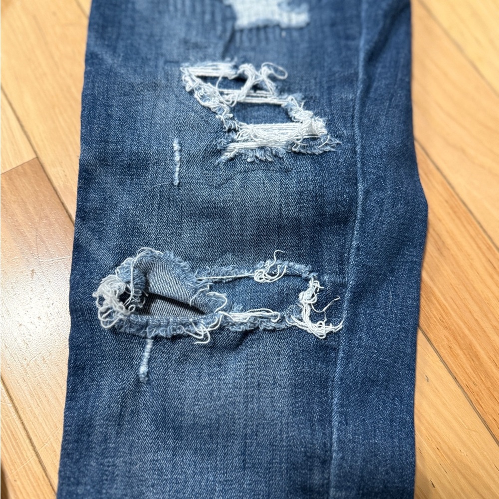 American Eagle Outfitters Dark Blue Distressed Skinny Jeans - Picture 4 of 12